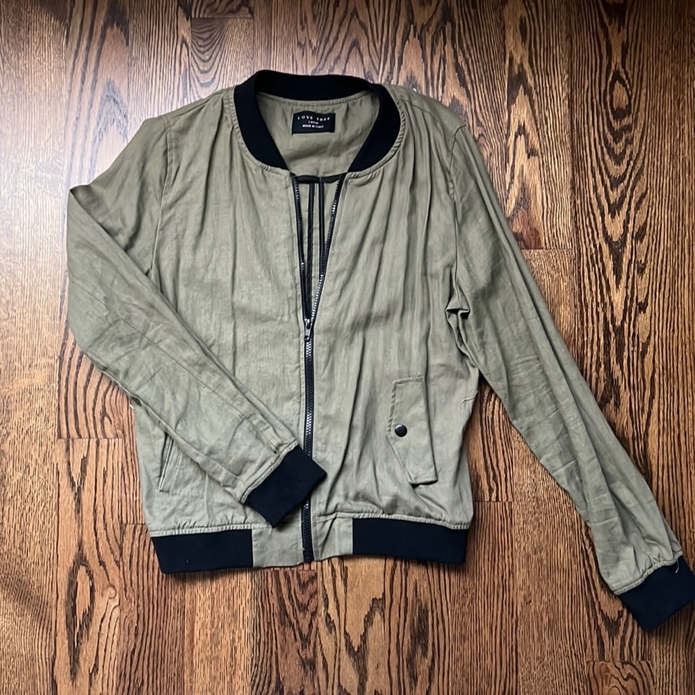 Army Green Light Zip Up Jacket